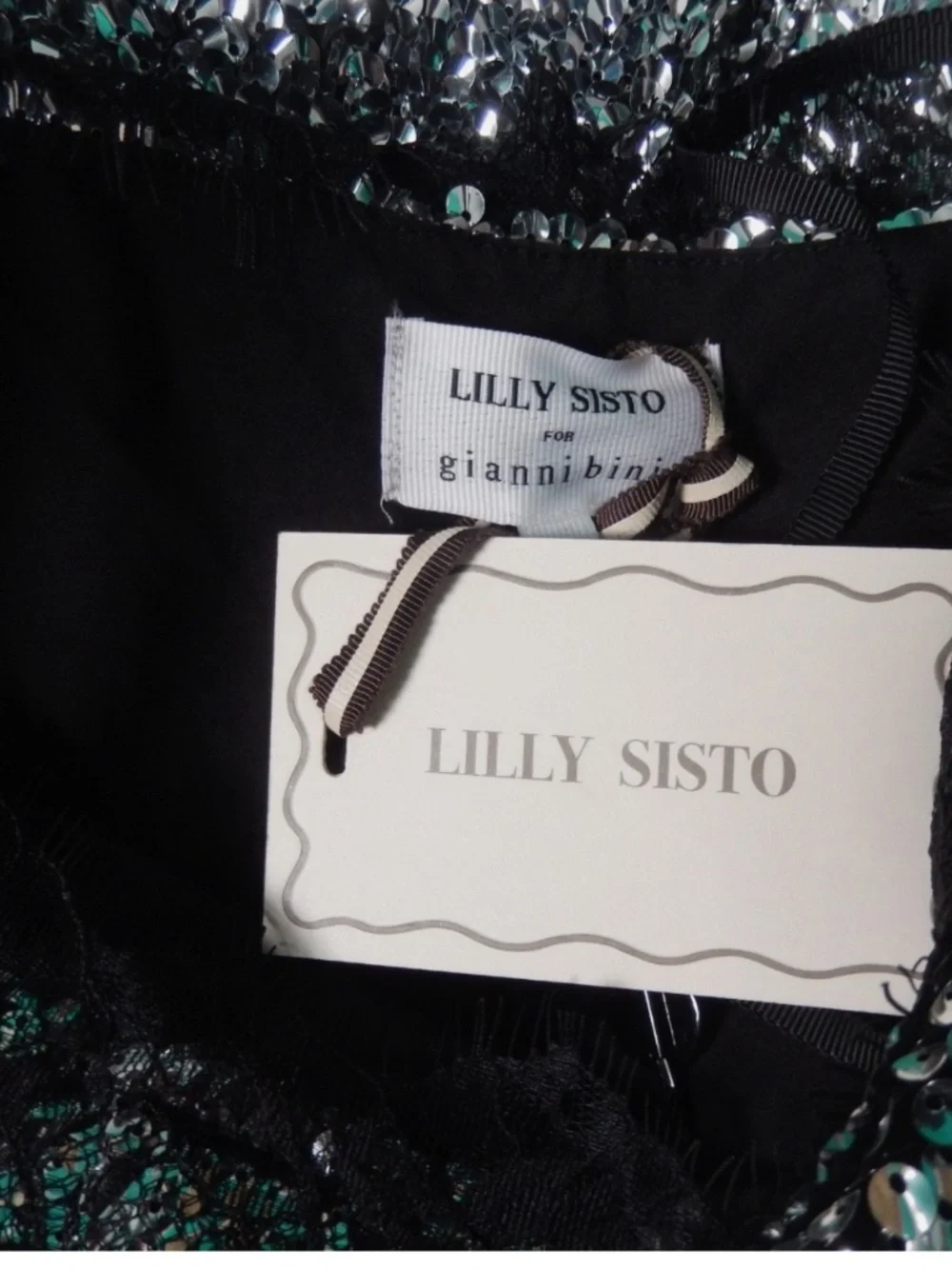 Lilly Sisto X Gianni Bini Allegra Silver Sequin Midi Slip Dress New